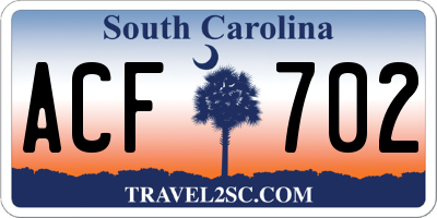 SC license plate ACF702