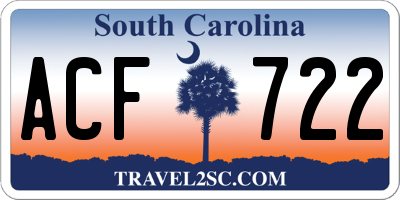 SC license plate ACF722