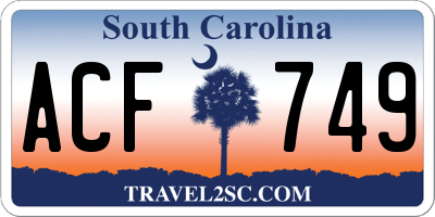 SC license plate ACF749