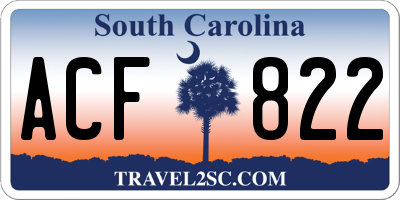 SC license plate ACF822