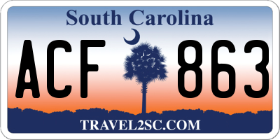SC license plate ACF863