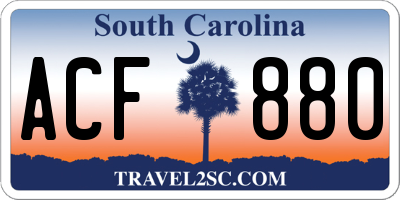 SC license plate ACF880