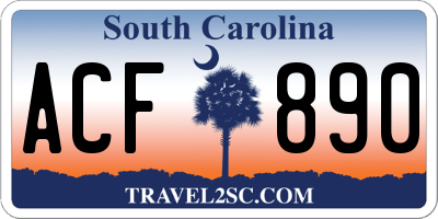SC license plate ACF890