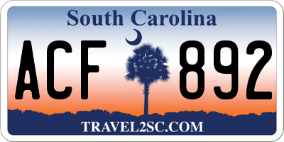 SC license plate ACF892