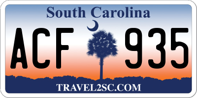 SC license plate ACF935