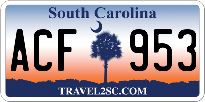 SC license plate ACF953