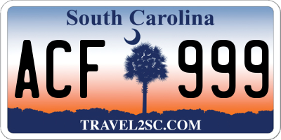 SC license plate ACF999