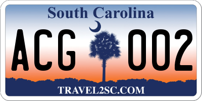 SC license plate ACG002