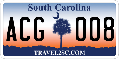 SC license plate ACG008