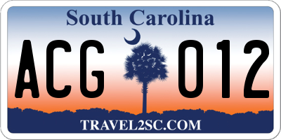 SC license plate ACG012