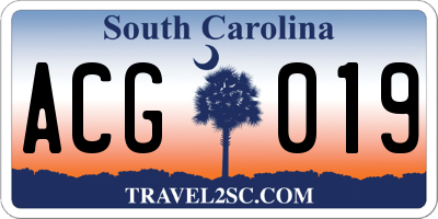 SC license plate ACG019