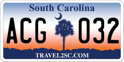 SC license plate ACG032