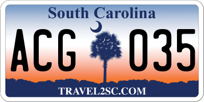 SC license plate ACG035