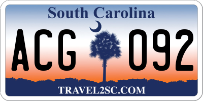 SC license plate ACG092