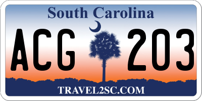 SC license plate ACG203