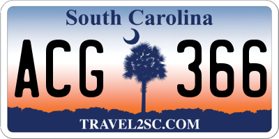 SC license plate ACG366