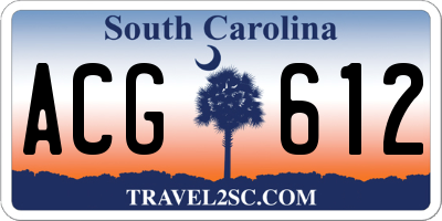 SC license plate ACG612