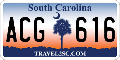 SC license plate ACG616