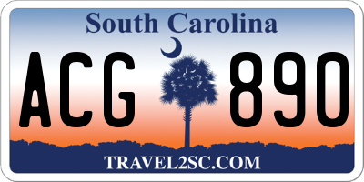 SC license plate ACG890