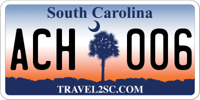 SC license plate ACH006