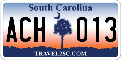 SC license plate ACH013