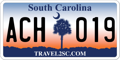 SC license plate ACH019