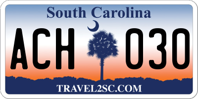 SC license plate ACH030