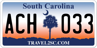SC license plate ACH033