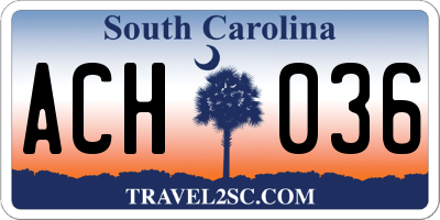 SC license plate ACH036