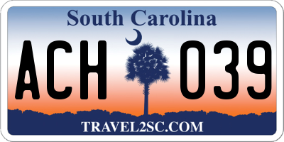 SC license plate ACH039