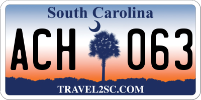 SC license plate ACH063