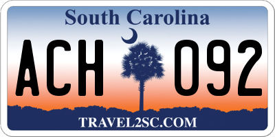 SC license plate ACH092