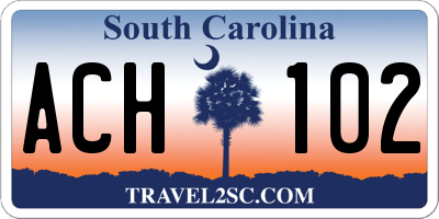SC license plate ACH102