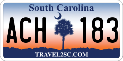 SC license plate ACH183