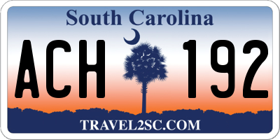 SC license plate ACH192