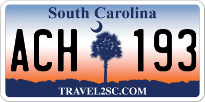 SC license plate ACH193