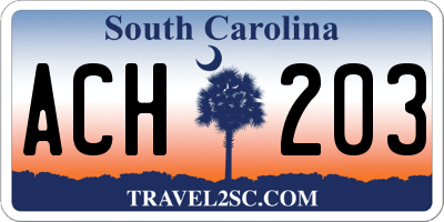 SC license plate ACH203