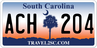 SC license plate ACH204