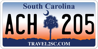 SC license plate ACH205