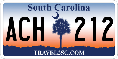 SC license plate ACH212