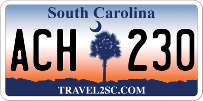 SC license plate ACH230