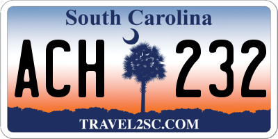 SC license plate ACH232
