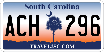 SC license plate ACH296