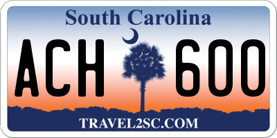 SC license plate ACH600