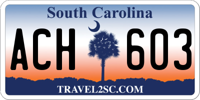 SC license plate ACH603