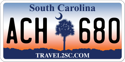 SC license plate ACH680