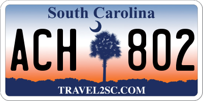 SC license plate ACH802
