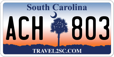SC license plate ACH803