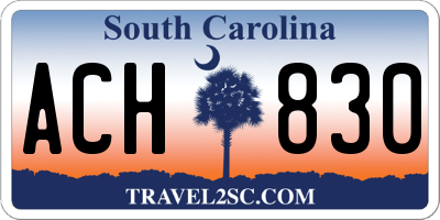 SC license plate ACH830
