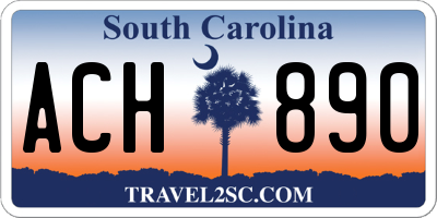 SC license plate ACH890